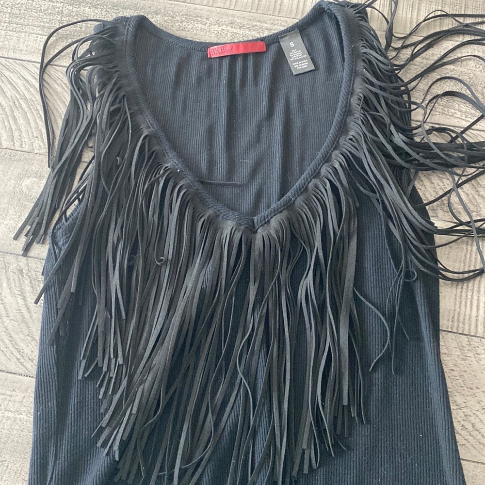 Black fringe bodysuit